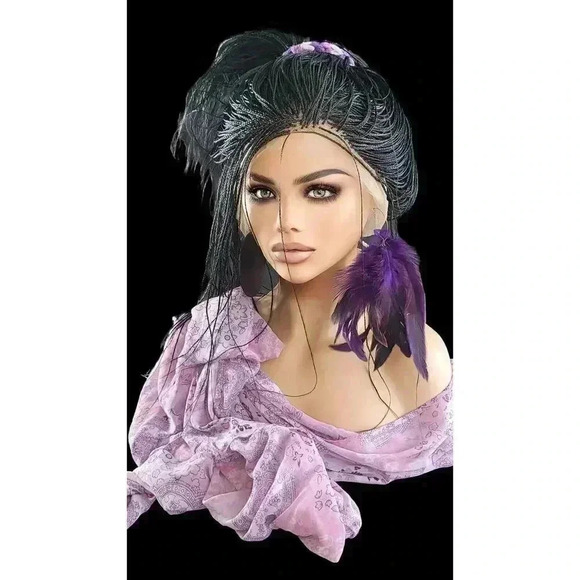 Micro Braids Full Lace Closure Wig in Black Handcrafted, Lightweight. Yassine - Picture 9 of 15